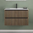 COSYNEO - Meuble de salle de bain 80cm simple vasque - 2 tiroirs - noyer (bois foncé) - VENERIA - vignette