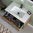 COSYNEO - Meuble de salle de bain 80cm simple vasque - 2 tiroirs - noyer (bois foncé) - VENERIA - vignette