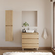 COSYNEO - Meuble de salle de bain 70cm avec plateau et vasque à poser arrondie - 3 tiroirs - sans miroir - nebraska (chêne clair) - MAYOR - vignette
