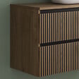 COSYNEO - Meuble de salle de bain 100cm avec plateau et vasque à poser arrondie - 2 tiroirs - sans miroir - noyer (bois foncé) - VENERIA - vignette