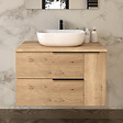 COSYNEO - Meuble de salle de bain 90cm avec vasque à poser arrondie - 2 tiroirs et un placard - sans miroir - roble (chêne clair) - KING - vignette