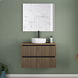 COSYNEO - Meuble de salle de bain 80cm avec plateau et vasque à poser ronde - 2 tiroirs - noyer (bois foncé) - VENERIA - vignette