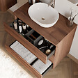 COSYNEO - Meuble de salle de bain 80cm avec plateau et vasque à poser arrondie - 3 tiroirs - noyer (bois foncé) - MAYOR - vignette