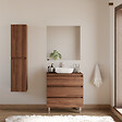 COSYNEO - Meuble de salle de bain 80cm avec plateau et vasque à poser arrondie - 3 tiroirs - noyer (bois foncé) - MAYOR - vignette