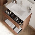 COSYNEO - Meuble de salle de bain 60cm simple vasque - 3 tiroirs - sans miroir - noyer (bois foncé) - MAYOR - vignette