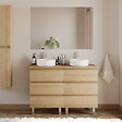 COSYNEO - Meuble de salle de bain 120cm avec plateau et 2 vasques à poser rondes - 6 tiroirs - nebraska (chêne clair) - MAYOR - vignette