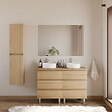 COSYNEO - Meuble de salle de bain 120cm avec plateau et 2 vasques à poser rondes - 6 tiroirs - nebraska (chêne clair) - MAYOR - vignette