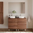 COSYNEO - Meuble de salle de bain 120cm avec plateau et 2 vasques à poser rondes - 6 tiroirs - noyer (bois foncé) - MAYOR - vignette