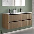 COSYNEO - Meuble de salle de bain 120cm double vasque - 4 tiroirs - sans miroir - roble era (chêne clair) - VENERIA - vignette