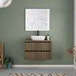 COSYNEO - Meuble de salle de bain 80cm avec plateau et vasque à poser arrondie - 2 tiroirs - sans miroir - noyer (bois foncé) - VENERIA - vignette