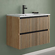 COSYNEO - Meuble de salle de bain 60cm simple vasque - 2 tiroirs - roble era (chêne clair) - VENERIA - vignette