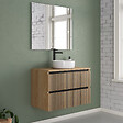 COSYNEO - Meuble de salle de bain 80cm avec plateau et vasque à poser ronde - 2 tiroirs - roble era (chêne clair) - VENERIA - vignette