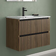 COSYNEO - Meuble de salle de bain 70cm simple vasque - 2 tiroirs - noyer (bois foncé) - VENERIA - vignette