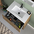 COSYNEO - Meuble de salle de bain 70cm simple vasque - 2 tiroirs - noyer (bois foncé) - VENERIA - vignette