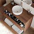 COSYNEO - Meuble de salle de bain 90cm avec plateau et vasque à poser ronde - 3 tiroirs - sans miroir - noyer (bois foncé) - MAYOR - vignette