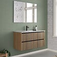COSYNEO - Meuble de salle de bain 100cm simple vasque - 2 tiroirs - roble era (chêne clair) - VENERIA - vignette