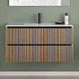 COSYNEO - Meuble de salle de bain 100cm simple vasque - 2 tiroirs - roble era (chêne clair) - VENERIA - vignette