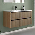 COSYNEO - Meuble de salle de bain 100cm simple vasque - 2 tiroirs - roble era (chêne clair) - VENERIA - vignette