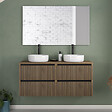 COSYNEO - Meuble de salle de bain 120cm avec plateau et 2 vasques à poser rondes - 4 tiroirs - noyer (bois foncé) - VENERIA - vignette
