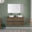 COSYNEO - Meuble de salle de bain 120cm avec plateau et 2 vasques à poser rondes - 4 tiroirs - noyer (bois foncé) - VENERIA - vignette