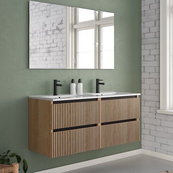 COSYNEO - Meuble de salle de bain 140cm double vasque - 4 tiroirs - roble era (chêne clair) - VENERIA - large