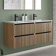 COSYNEO - Meuble de salle de bain 140cm double vasque - 4 tiroirs - roble era (chêne clair) - VENERIA - vignette