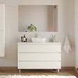 COSYNEO - Meuble de salle de bain 120cm avec plateau et vasque à poser arrondie - 3 tiroirs - blanc brillant - MAYOR - vignette