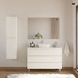 COSYNEO - Meuble de salle de bain 120cm avec plateau et vasque à poser arrondie - 3 tiroirs - blanc brillant - MAYOR - vignette