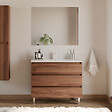 COSYNEO - Meuble de salle de bain 100cm simple vasque - 3 tiroirs - noyer (bois foncé) - MAYOR - vignette