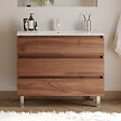 COSYNEO - Meuble de salle de bain 100cm simple vasque - 3 tiroirs - noyer (bois foncé) - MAYOR - vignette