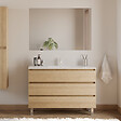 COSYNEO - Meuble de salle de bain 120cm simple vasque - 3 tiroirs - nebraska (chêne clair) - MAYOR - vignette