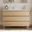 COSYNEO - Meuble de salle de bain 120cm simple vasque - 3 tiroirs - nebraska (chêne clair) - MAYOR - vignette