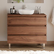 COSYNEO - Meuble de salle de bain 90cm avec plateau et vasque à poser arrondie - 3 tiroirs - sans miroir - noyer (bois foncé) - MAYOR - vignette