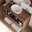 COSYNEO - Meuble de salle de bain 90cm avec plateau et vasque à poser arrondie - 3 tiroirs - sans miroir - noyer (bois foncé) - MAYOR - vignette