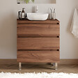 COSYNEO - Meuble de salle de bain 60cm avec plateau et vasque à poser arrondie - 3 tiroirs - sans miroir - noyer (bois foncé) - MAYOR - vignette