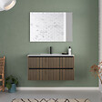COSYNEO - Meuble de salle de bain 90cm simple vasque - 2 tiroirs - sans miroir - noyer (bois foncé) - VENERIA - vignette