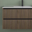 COSYNEO - Meuble de salle de bain 90cm simple vasque - 2 tiroirs - sans miroir - noyer (bois foncé) - VENERIA - vignette