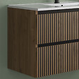 COSYNEO - Meuble de salle de bain 90cm simple vasque - 2 tiroirs - sans miroir - noyer (bois foncé) - VENERIA - vignette