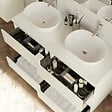COSYNEO - Meuble de salle de bain 140cm avec plateau et 2 vasques à poser arrondies - 6 tiroirs - sans miroir - blanc brillant - MAYOR - vignette