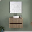 COSYNEO - Meuble de salle de bain 60cm avec plateau et vasque à poser ronde - 2 tiroirs - roble era (chêne clair) - VENERIA - vignette