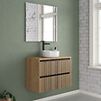 COSYNEO - Meuble de salle de bain 60cm avec plateau et vasque à poser ronde - 2 tiroirs - roble era (chêne clair) - VENERIA - vignette