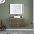 COSYNEO - Meuble de salle de bain 100cm avec plateau et vasque à poser arrondie - 2 tiroirs - noyer (bois foncé) - VENERIA - vignette