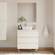 COSYNEO - Meuble de salle de bain 80cm avec plateau et vasque à poser arrondie - 3 tiroirs - blanc brillant - MAYOR - vignette