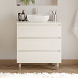 COSYNEO - Meuble de salle de bain 70cm avec plateau et vasque à poser arrondie - 3 tiroirs - sans miroir - blanc brillant - MAYOR - vignette