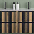 COSYNEO - Meuble de salle de bain 140cm double vasque - 4 tiroirs - sans miroir - noyer (bois foncé) - VENERIA - vignette