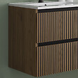 COSYNEO - Meuble de salle de bain 140cm double vasque - 4 tiroirs - sans miroir - noyer (bois foncé) - VENERIA - vignette