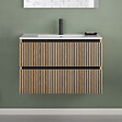 COSYNEO - Meuble de salle de bain 80cm simple vasque - 2 tiroirs - roble era (chêne clair) - VENERIA - vignette