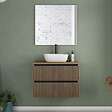 COSYNEO - Meuble de salle de bain 60cm avec plateau et vasque à poser arrondie - 2 tiroirs - noyer (bois foncé) - VENERIA - vignette