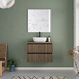 COSYNEO - Meuble de salle de bain 60cm avec plateau et vasque à poser arrondie - 2 tiroirs - noyer (bois foncé) - VENERIA - vignette