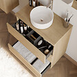 COSYNEO - Meuble de salle de bain 60cm avec plateau et vasque à poser ronde - 3 tiroirs - sans miroir - nebraska (chêne clair) - MAYOR - vignette